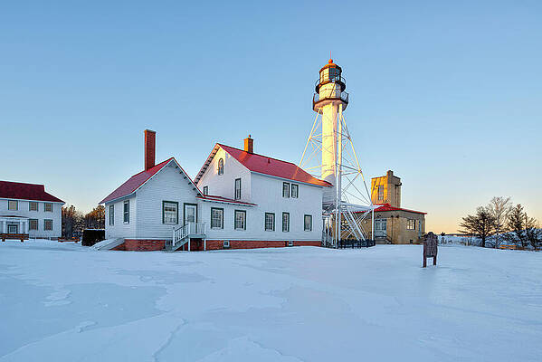 Architecture Wall Art featuring the photograph Bright Winter Day At The Whitefish Point Lighthouse by Michael Collins