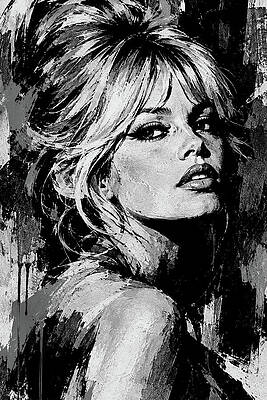 Monochrome Glamour Portrait Digital Art