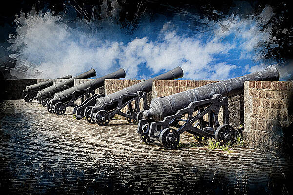 Row of Historical Cannons Wall Art
