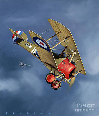 Airplane Wall Art featuring the painting British Sopwith F.1 Camel by Jack Fellows