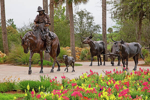 Wall Art featuring the photograph Bronze Cattle Drive by Gina Fitzhugh