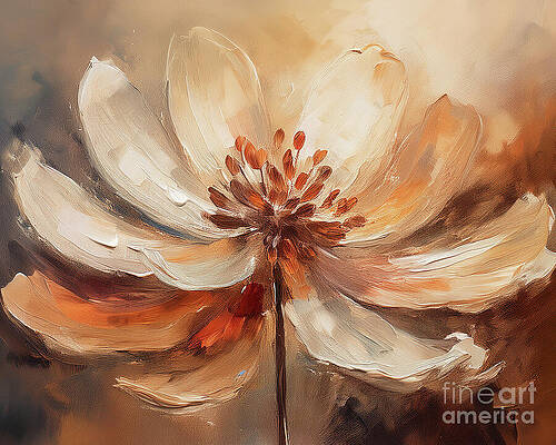 Vintage Wall Art featuring the ai art Bronze Flower by Macro Abundance