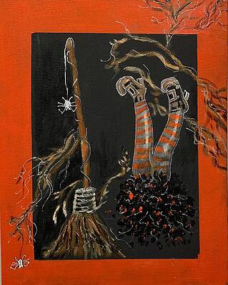 Wall Art featuring the painting Brooms And Spiders by Juliette Becker