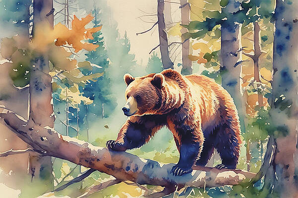 Digital Art - Brown Bear by The Luxury Art Collection