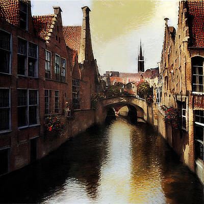 Scenic Wall Art featuring the painting Bruges, Belgium - 15 by AM FineArtPrints