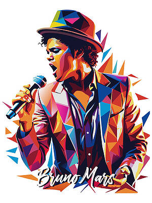 Colorful Wall Art featuring the digital art Bruno Mars #2 In WPAP Pop Art by Vector Artnesia