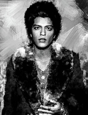 Black And White Digital Art - Bruno Mars, APT Fashion BW by Gradify Creations