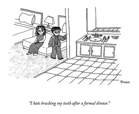 Setting Drawing - Brushing My Teeth After A Formal Dinner by Justin Sheen