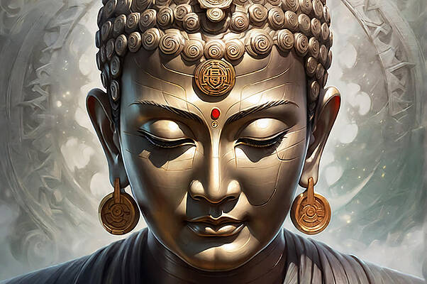 Digital Art - Buddha Face by The Luxury Art Collection
