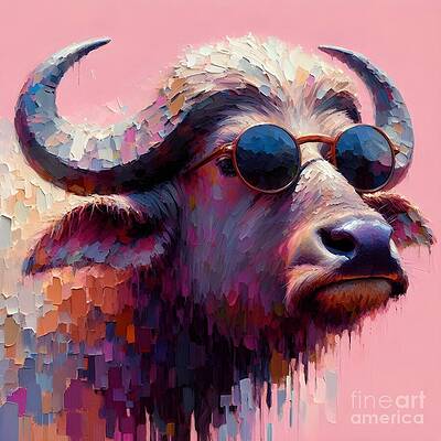 Vibrant Wall Art featuring the digital art Buffalo by Lucia Stewart