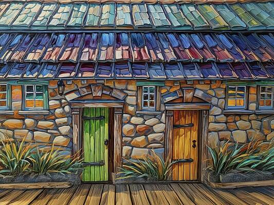 Architecture Wall Art featuring the digital art Building At The Docks by Eris And AI