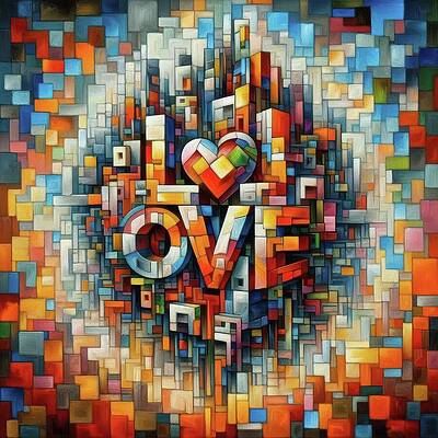 Geometric Wall Art featuring the digital art Building Blocks Of Love A Geometric Masterpiece LV1007 by Don Northup