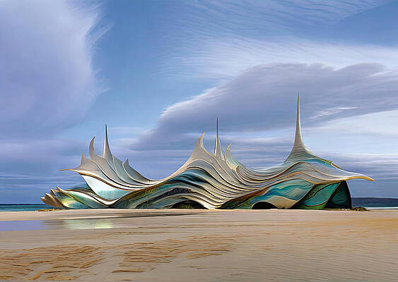 Architecture Wall Art featuring the digital art Building Methods For Intertidal Areas by Eris And AI