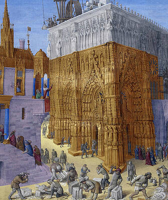 Gothic Cathedral Construction Scene Wall Art