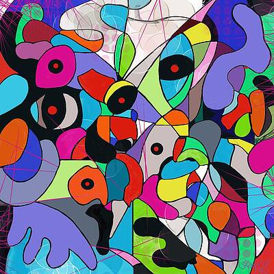 Geometric Painting - Bumble by Sonja Kraft
