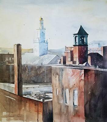 Wall Art featuring the painting Burlington Rooftops by Amanda Amend