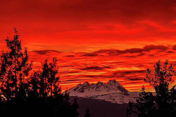 Mountain Wall Art featuring the photograph Burning Skies Over Broken Top by Tim Lyden