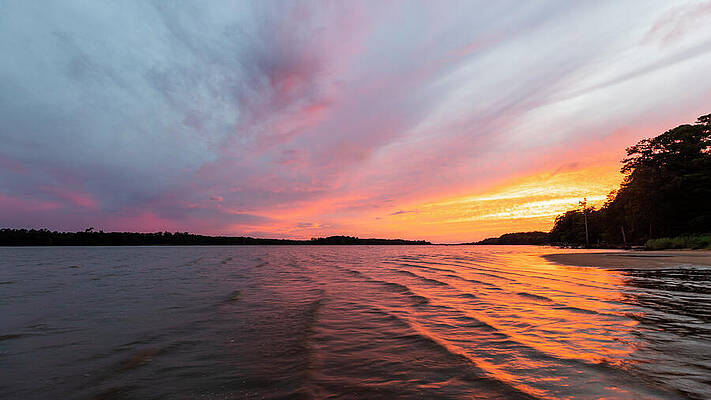 Water Photograph - Burning Sunset On The James by David Fountain