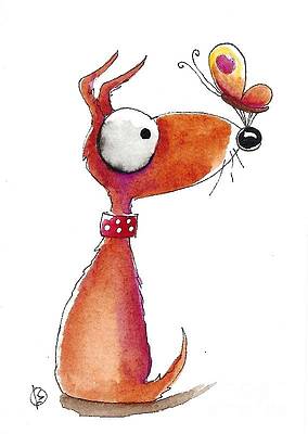 Vibrant Painting - Butterfly And The Dog by Lucia Stewart