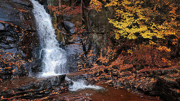 Pennsylvania Wall Art featuring the photograph Buttermilk Falls Autumn Wide Angle by Jason Fink