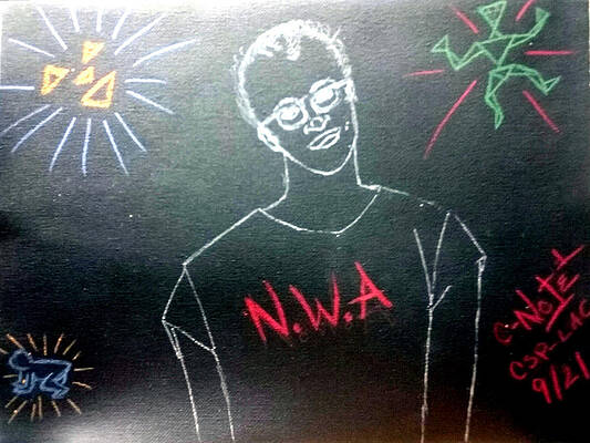 Wall Art featuring the drawing C-Note On Haring by Donald C-Note Hooker