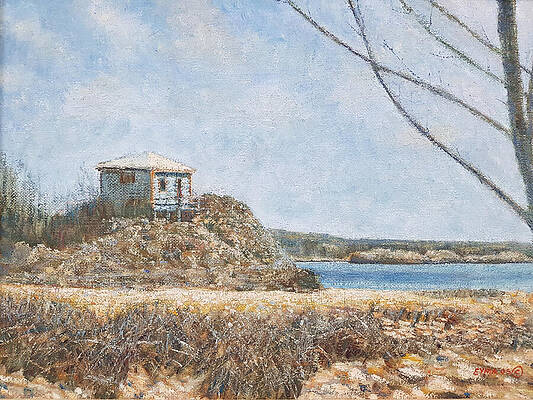 Wall Art featuring the painting Cabin By The Sea - Hatchet Bay, Bahamas by Ritchie Eyma