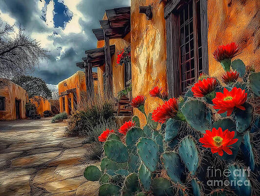 Cactus Blooms by Rustic Buildings Wall Art