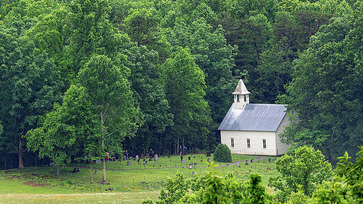 Tennessee Wall Art featuring the photograph Cades Cove Methodist Church From Rich Mountain Road by Douglas Wielfaert