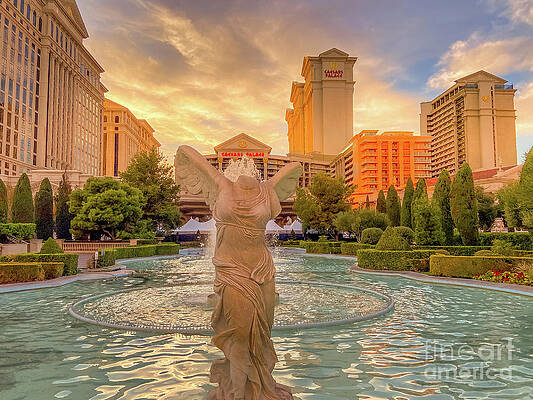 Wall Art featuring the photograph Caesars Palace Angel Fountain by FeelingVegas Wall Art and Prints