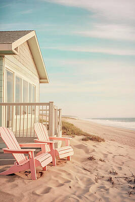 Sunset Wall Art featuring the digital art California Dreaming - Along The Beach by Philippe HUGONNARD