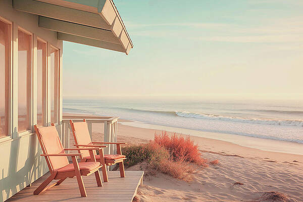 Sunset Wall Art featuring the digital art California Dreaming - Coastal Dreams by Philippe HUGONNARD