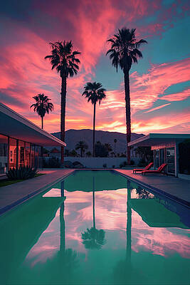 Sunset Wall Art featuring the digital art California Dreaming - Falling Of The Night II by Philippe HUGONNARD