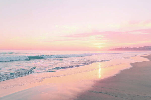 Sunset Wall Art featuring the digital art California Dreaming - Sunset Serenity by Philippe HUGONNARD