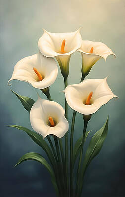 Nature Digital Art - Calla Lilies Wall Art Vintage Oil Painting by Nature Oil Painting
