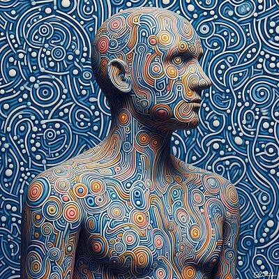 Intricate Patterned Human Figure Wall Art