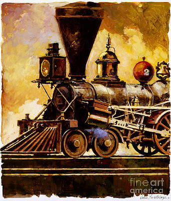 Engine Painting - Canadian Steam Engine Locomotive by John Swatsley