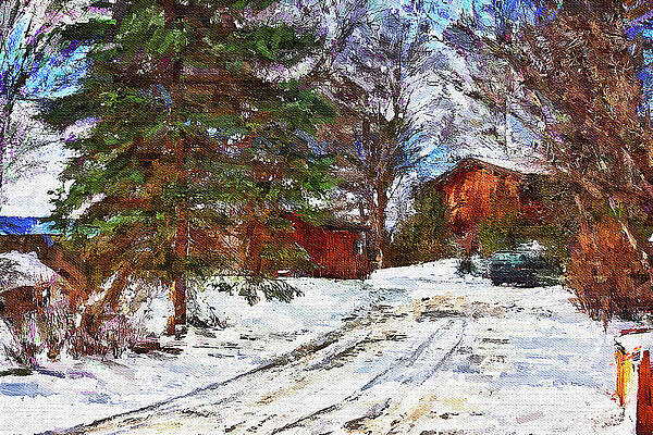 Winter Wall Art featuring the mixed media Canadian Winter Scene by Tatiana Travelways