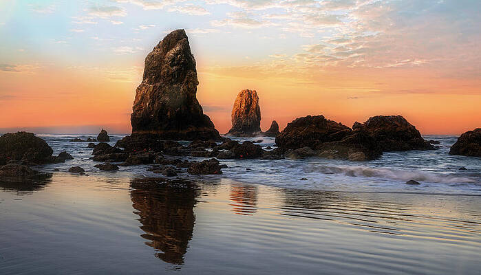 Dramatic Coastal Rock Formations at Sunset Wall Art