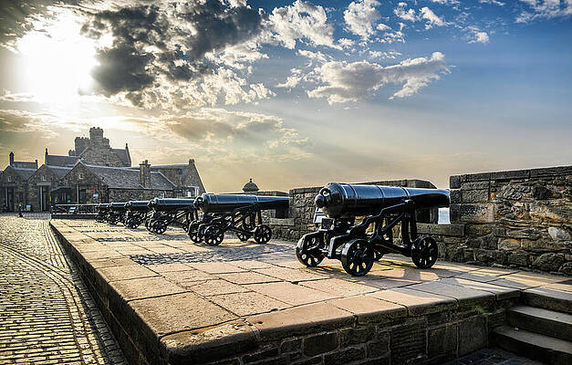 Sky Wall Art featuring the photograph Cannons Of Edinburgh Castle by David Hart