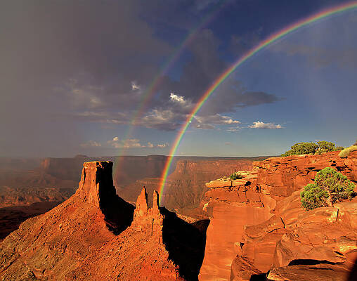 Utah Wall Art featuring the photograph Canyonlands Double Rainbow by Bob Falcone