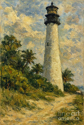 Lighthouse Among Palm Trees Wall Art
