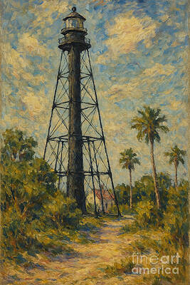 Lighthouse Under a Blue Sky Wall Art