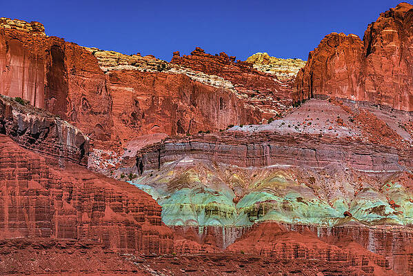 Color Photograph - Capitol Reef Colored Layers, Utah by Abbie Warnock