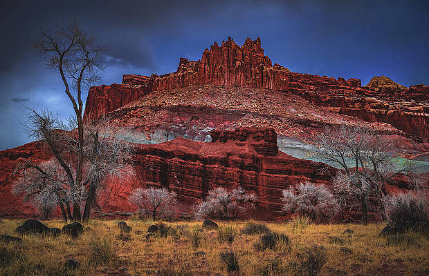 Park Photograph - Capitol Reef - The Castle In Winter, UT by Abbie Warnock