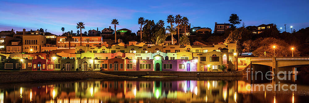 California Wall Art featuring the photograph Capitola California Venetian Hotel At Night Panorama Photo by Paul Velgos
