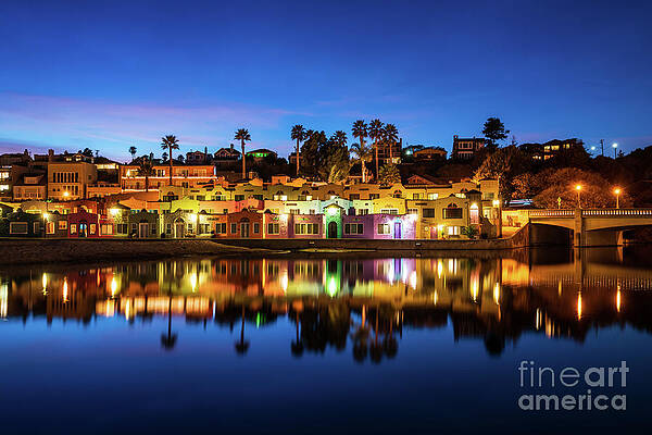 California Wall Art featuring the photograph Capitola California Venetian Hotel At Night Photo by Paul Velgos