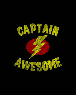 80s Wall Art featuring the digital art Captain Awesome Retro by Flippin Sweet Gear
