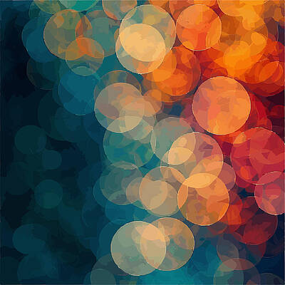 Wall Art featuring the digital art Car Lights In The Rain Abstract by Printed View