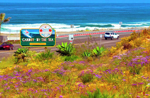 San Diego Wall Art featuring the digital art Cardiff By The Sea, CA by Waterdancer