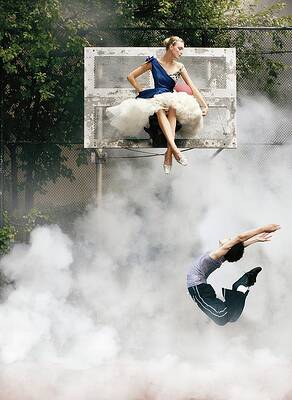 Ballerina atop basketball hoop Wall Art